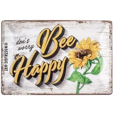 Imagen de Nostalgic Art Cartel de metal retro 20 x 30 cm, diseño Bee Happy