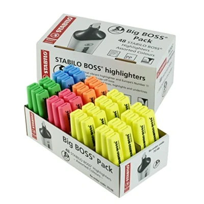 Imagen de Stabilo Boss original Big Penne Highlighter Marcador, surtido (Paquete de 48 24 amarillo , 6 rosa, naranja azul, verde )