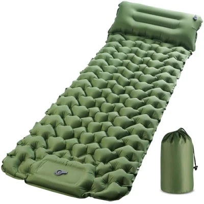 Imagen de KUOGAS Esterilla Camping, Colchoneta Camping Ampliado y Grueso, Inflable con Bomba de Aire a Pedal, Ultraligera Portátil, Ideal para Playa, Senderismo