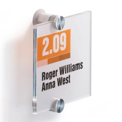 Imagen de Durable 482019 Identificador para puertas CRYSTAL SIGN® 105x105 mm, con incrustación de papel aluminio imprimible, transparente