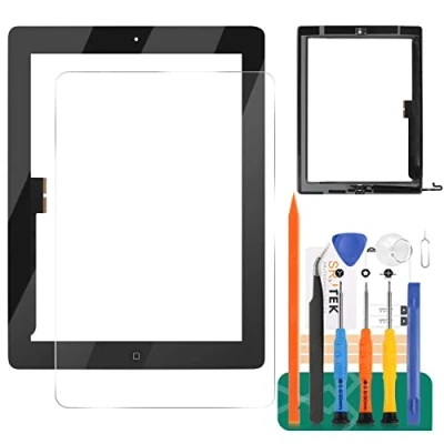 Imagen de Kit de Piezas Repuesto para iPad 4, digitalizador Pantalla táctil, A1458, A1459, A1460, Panel reparación, con botón Inicio (no Incluye LCD) (Negro)