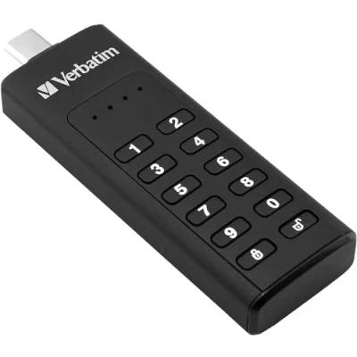 Imagen de VERBATIM Keypad Secure Dispositivo USB c/Teclado de Seguridad I Type C 64 GB Memoria protección con contraseña y cifrado Cable 3I Laptop Notebook and Co.Inegro