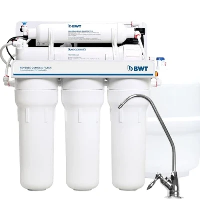 Imagen de BWT Standard con bomba Ósmosis Inversa Domestica 75 GPD Caudal de 8 L/h Tanque 12 L 5 Etapas Mineralización Tasa Recuperación del 10 20% Presión Entrada 2 bar