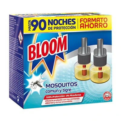 Imagen de Bloom Líquido (pack de 2 recambios), insecticida eléctrico para mosquitos común y tigre, antimosquitos con 90 noches protección, El ambalaje puede variar