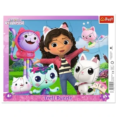 Imagen de Trefl Pequeños, 25 Piezas Grandes, Marco Y Almohadilla Rígida, con Personajes de Cuentos Hadas, para Niños a Partir 4 Años Puzzle, Color gabby&#039;s Dollhouse, Conoce Gabi (31415)