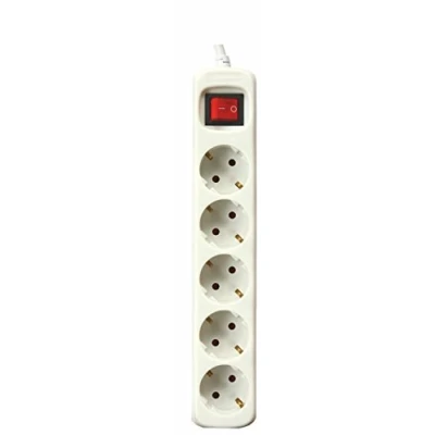 Imagen de SILVER ELECTRONICS Regleta Enchufe con 5 Tomas Interruptor, Blanco, Enchufes, Cable de 1,5 Metros, protección Infantil, Toma Tierra, sobretensiones