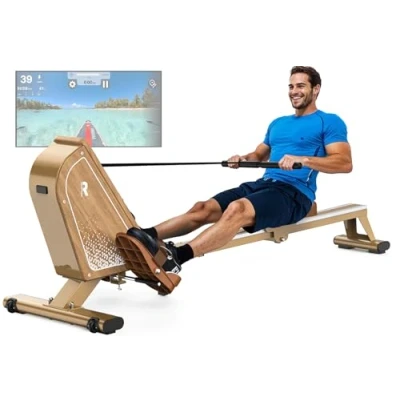 Imagen de VOWVIT Máquina de remo para casa OR3, dispositivo magnético con monitor Bluetooth, 16 niveles resistencia, compacto capacidad peso 160 kg, almacenamiento vertical, 2 años