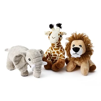 Imagen de Zappi Co Set Triple de Elefante, Jirafa, León Peluche Suave Safari, Selva, Animal (12 15 cm), Ideal para Recién Nacido, Primer Cumpleaños