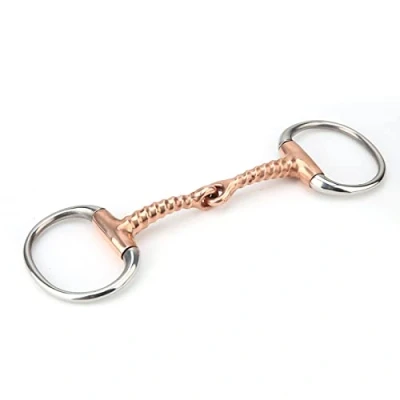 Imagen de Pssopp Anillo de Caballo Snaffle Chew Acero Inoxidable bit Huevo Broca sacacorchos Cobre Boca Enlace francés Suelto
