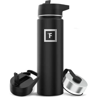Imagen de IRON FLASK Botella De Agua Deportes, 3 Tapas (Tapa Paja), El Vacío Aislado Acero Inoxidable, Caliente Y Fría[Chicle][22 oz]