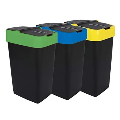 Imagen de Cubo de basura con tapa oscilante, juego 3 unidades, 18 l