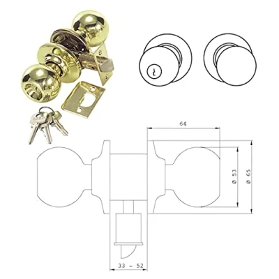 Imagen de Tesa Assa Abloy 3902U0CM Juego De Pomos BOLA Para Puertas Cromo Mate Función 02