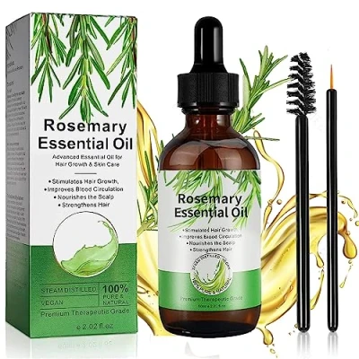 Imagen de Aceite de romero para el crecimiento del cabello, aceites esenciales la caída cabello y cuidado piel, fortalece 60ML