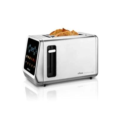 Imagen de Tostadora Ufesa OneTouch Duo, 850 W, 2 Ranuras Extra Anchas XL, 6 Niveles de tostado, Descongelar, Inox