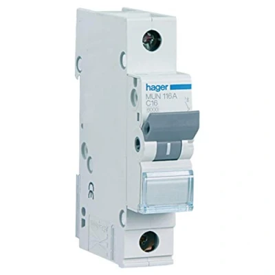 Imagen de Hager MUN120A Interruptor Automático Magnetotérmico Serie MU, 1P, 20A, curva C, 6KA