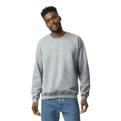 Imagen de Gildan Sudadera de cuello redondo con forro polar, estilo G18000 para Hombre, Gris (Sport Grey), XL