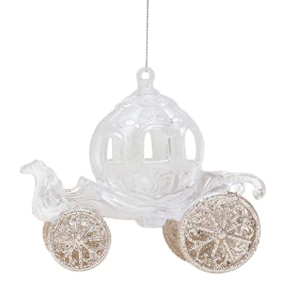 Imagen de Christmas Concepts® 10cm Brillo Decorado Princesa Carruaje Decoración (champán, Paquete de 1)