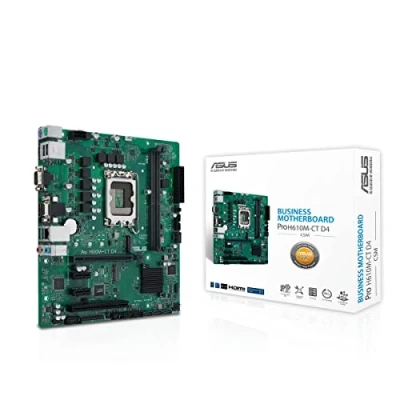 Imagen de ASUS Pro H610M C D4 CSM Placa Base mATX, Intel H610, LGA1700, DDR4, PCI 4.0, LAN 1Gb, Realtek 7.1 Surround, 1xM.2, 4xSATA 6GB/s, USB 3.2 Gen 1, Control Center Express, Negro