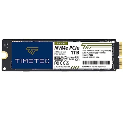 Imagen de Timetec 1TB Mac SSD NVMe PCIe Gen3x4 3D NAND TLC Lectura de hasta 2000 MB/s Compatible con MacBook Air (2013 2015, 2017), Pro 2015), iMac 2019), (2013), Mini (2014)