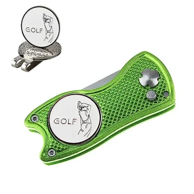 Imagen de Crestgolf Golf Divot Tool con Botón Emergente y Marcador de Bola Magnética Pitch Mark Mini Herramienta Portátil Plegable Ligera (Lemon)