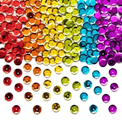 Imagen de Baker Ross AX947 Kit de lentejuelas Arcoíris Paquete 120 g, para manualidades, arte lentejuelas, suministros manualidades niños