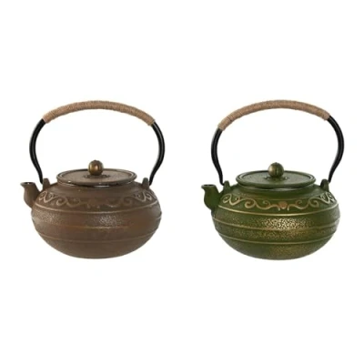 Imagen de Home ESPRIT Tetera Marrón Verde Acero Inoxidable Hierro 1,3 L (2 Unidades)
