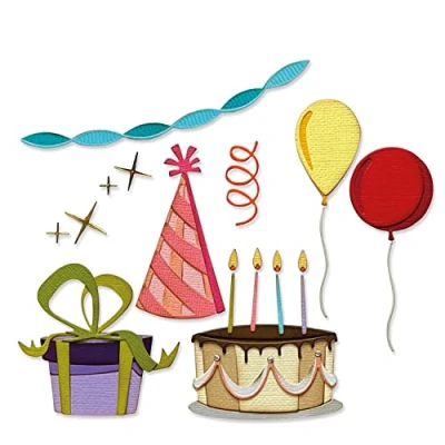 Imagen de Sizzix Juego de Troqueles Thinlits, Paquete 32 Unidades, Celebrate Colorize Tim Holtz, 666285, Papel, Multi Colour, One Size