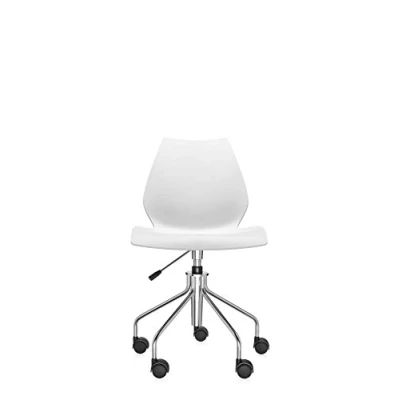 Imagen de Kartell Maui Silla Standard con ruedas y elevador a gas, Blanco Cinc, Sin Reposabrazos