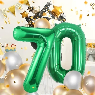 Imagen de Globos de Cumpleãnos Numeros 70 Verde,101 CM Globo Gigantes Grandes Decoracion,Globo Numero Niño Niña Adultos decorazione,Vuelan con Helio