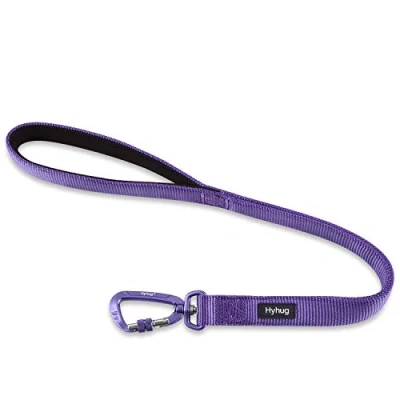 Imagen de Correa Corta Resistente de 61 cm Longitud con asa cómoda y Aluminio aviación Ligera para Perros Grandes medianos. (Ultra Violeta)