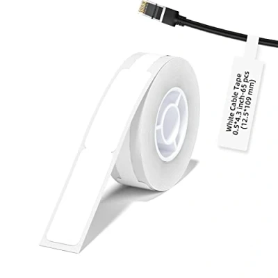 Imagen de NIIMBOT Etiquetas autoadhesivas para cables compatibles con D11 D110 D101 H1S, etiqueta térmica 12.5 * 109mm, 65pcs por rollo,Blanco