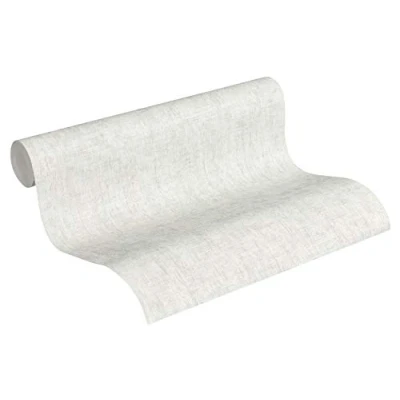 Imagen de A.S. Création Papel pintado Liso Greenery tejido no 10.05 m x 0.53 m, Gris/Blanco