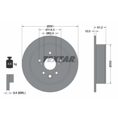 Imagen de TEXTAR PRO 92179803 Disco de freno 291 10 05/08 114,3 macizo revestido sin cojinete rueda, perno sujeción buje rueda
