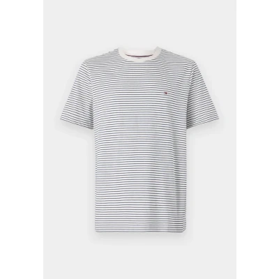 Imagen de Tommy Hilfiger Camiseta de manga corta Hombre Seasonal Solid Tee con cuello redondo, Multicolor (Ivory Petal/Preppy Navy), XS