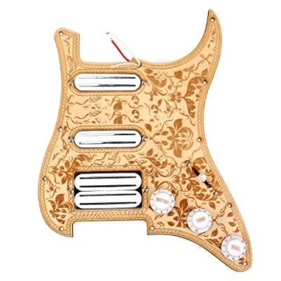 Imagen de Alnicov Juego de golpeador cargado precableado SSH 3 capas Alnico V Humbucker, pastilla arce, placa trasera para guitarra eléctrica estilo Strat ST