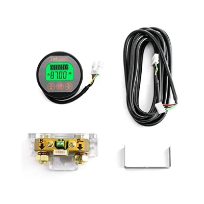 Imagen de QWORK® Monitor de batería, Rango corriente voltaje 8V 80V, 0 350A, Voltímetro amperímetro, con cable personalizado 4 m, Para Caravana RV, Auto