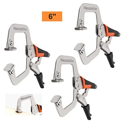 Imagen de Housolution [3 PZS] Alicates de Sujeción Acero Alto Carbono, Abrazadera en C con Mango Goma Antideslizante y Almohadillas Giratorias para Instala Solda DIY, 6 Negro Naranja