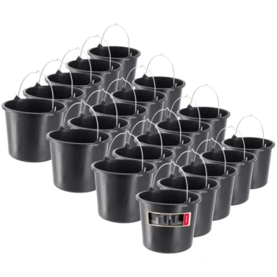 Imagen de KADAX cubo de plástico para construcción, 5 l, jardín, obra, con asa, agua, cemento estable, mortero, limpieza, negro (20)