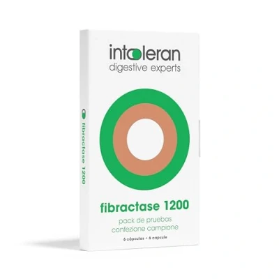 Imagen de Intoleran Fibractase 1200 Enzimas Digestivas pack de pruebas 6 cápsulas Suplemento nutricional altamente dosificado con Enzima Alfa Galactosidasa Ayuda en la digestión Fructanos y Galactanos