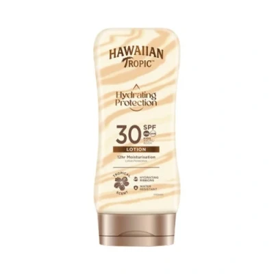 Imagen de Hawaiian Tropic Hydrating Protection Loción Solar Protectora con cintas de seda hidratantes y resistente al agua, Protección Alta, SPF 30, 180 ml