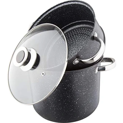 Imagen de Kamberg Cuscusera/Cocción al Vapor/Olla 3 en 1, diámetro 28 cm, 12 litros, acero inoxidable, todo tipo de fuentes calor, incluida la inducción, revestimiento piedra