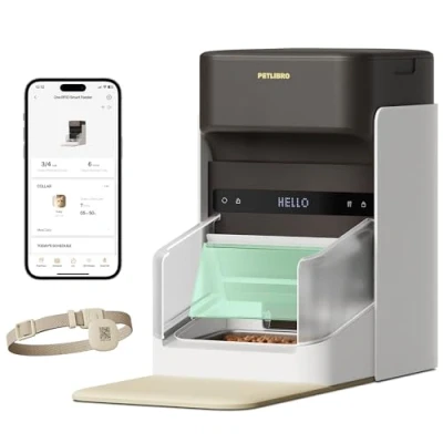 Imagen de PETLIBRO comedero automático RFID para gatos, 5 G, Wi Fi, con sensor de etiqueta cuello, dispensador comida gatos aplicación hogares varias mascotas, 1 10