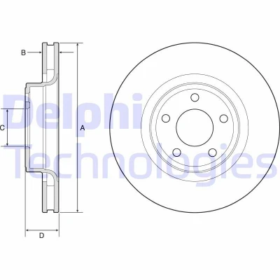Imagen de DELPHI Disco de freno FORD USA: Mustang Mk6 Coupé, Cabrio BG4831C 2032483,2145460,GR3Z1125K,1916138,2032485,5276473,5356330,FR3C1125FB