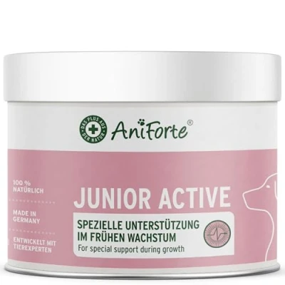 Imagen de AniForte Junior Active para Cachorros y Perros jóvenes 250g el Desarrollo de Huesos, tendones, ligamentos Dientes. Suplemento con Calcio, vitaminas minerales