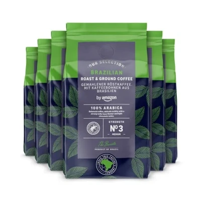 Imagen de by Amazon Café Brazilian molido, tueste medio, 227 g (Paquete de 6), certificado Rainforest Alliance