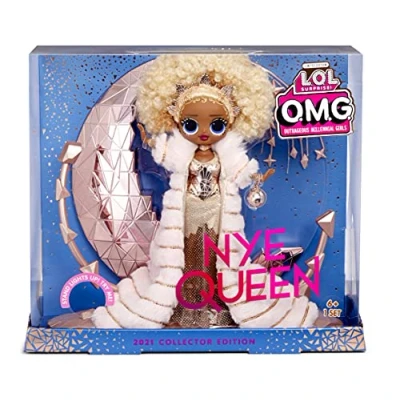 Imagen de L.O.L. Surprise! LOL Surprise Holiday OMG 2021 Muñeca de Moda NYE Queen Dorados, Accesorios y Soporte con Luces Look año Nuevo Coleccionable Edad: 4+ años, Color (MGA Entertainment 576518)