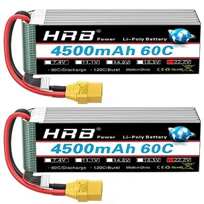 Imagen de HRB 6S Lipo batería 22,2 V 4500 mAh 60C con Conector XT90 de Clase A+ para Coche RC avión Buggy helicóptero camión Hobby (2 Unidades)