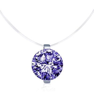 Imagen de Unendlich U Collar de mujer Colgante diamante púrpura S925 cadena nailon transparente plata esterlina Longitud ajustable Moda y exquisito