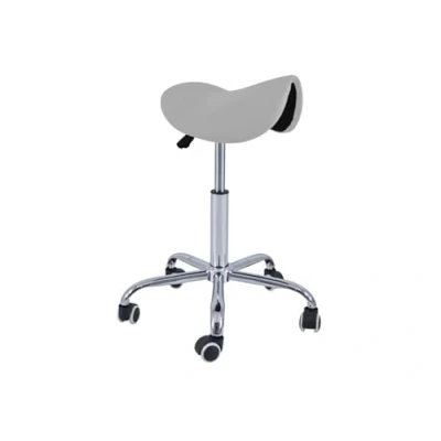 Imagen de QUIRUMED Taburete Pony 5 Ruedas, Base cromada, Color Plata, Tapizado en Polipiel, Regulable Altura, Ligero, diseño ergonómico, Giratorio, hasta 150 kg