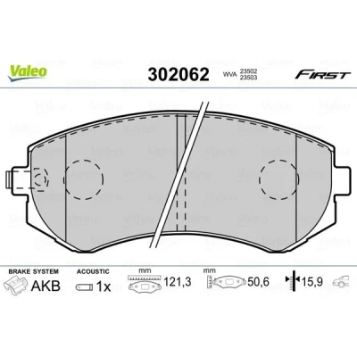 Imagen de VALEO 302062 Juego de pastillas freno FIRST Eje trasero con contacto avisador desgaste sin chapa antichirridos NISSAN: Patrol GR 5 SUV, ALMERA 1
